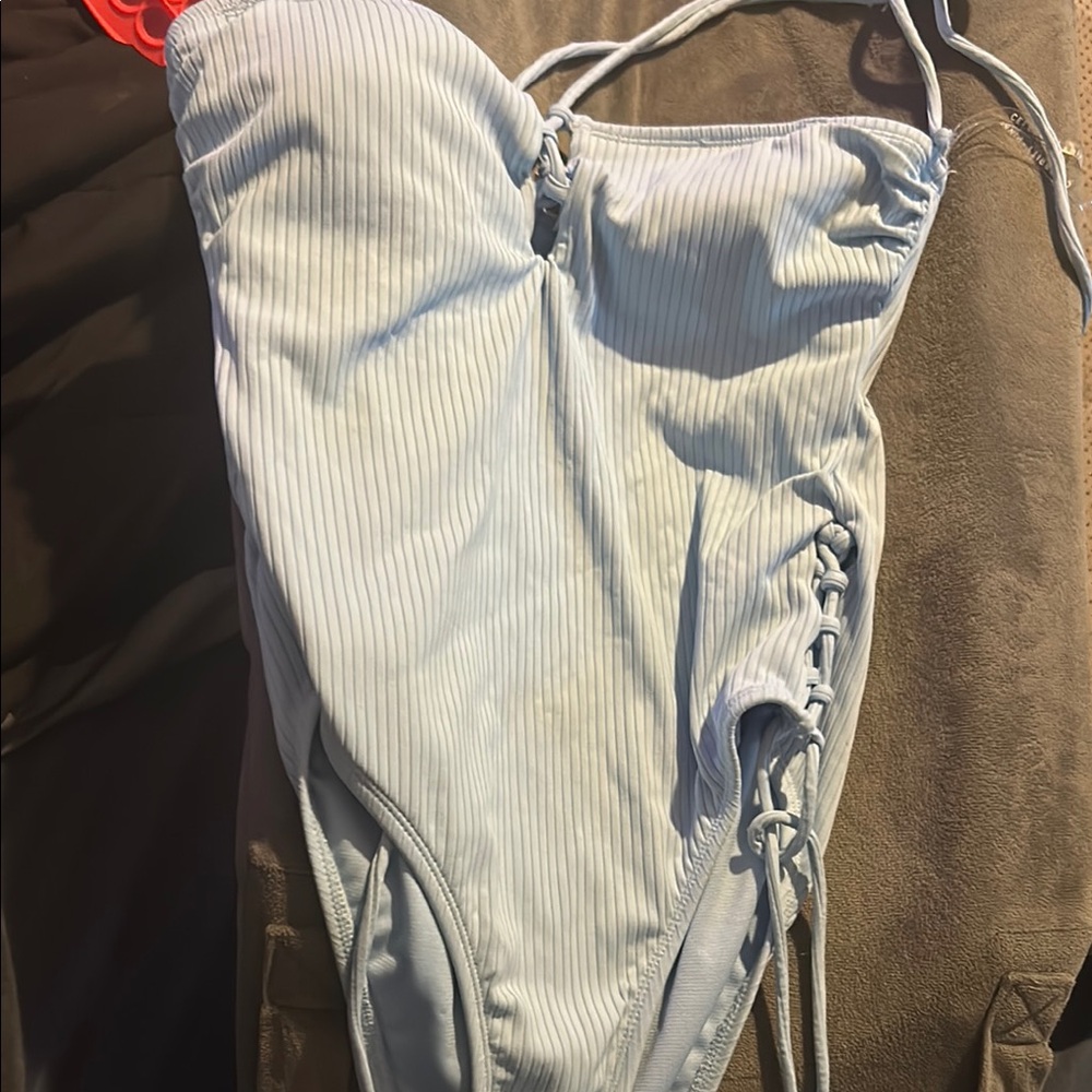 Celebrity Pink Light Blue One Piece Swimsuit